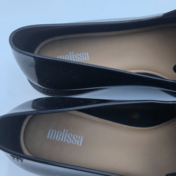 Melissa Size 6.5/ 37 PRANA Black Patent Leather Slip On Loafers - Picture 3 of 5